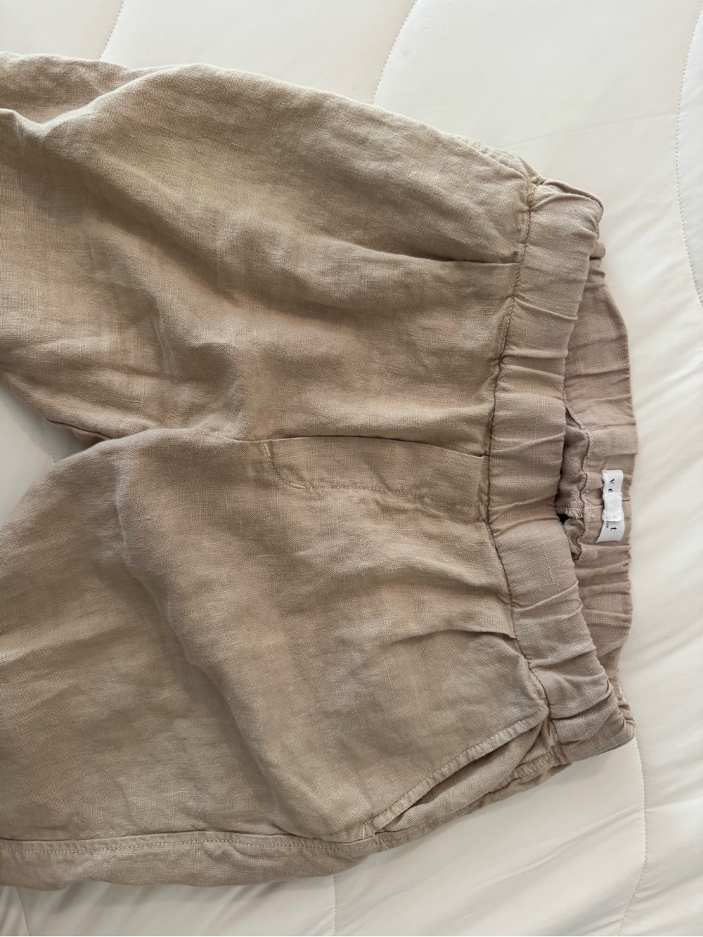 Velvet by Graham & Spencer Beige Linen Elastic Waist Pants - Picture 3 of 7